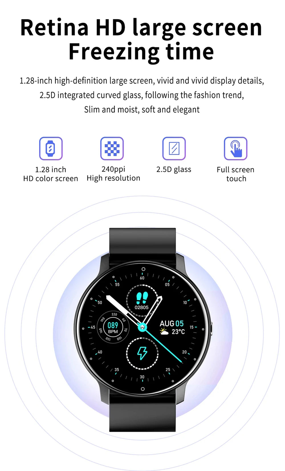 ZL02 Smart Watch Full Touch Screen Sport Fitness Watch IP67 Waterproof Bluetooth Rechargeab Smartwatch Gifts For Men and Women