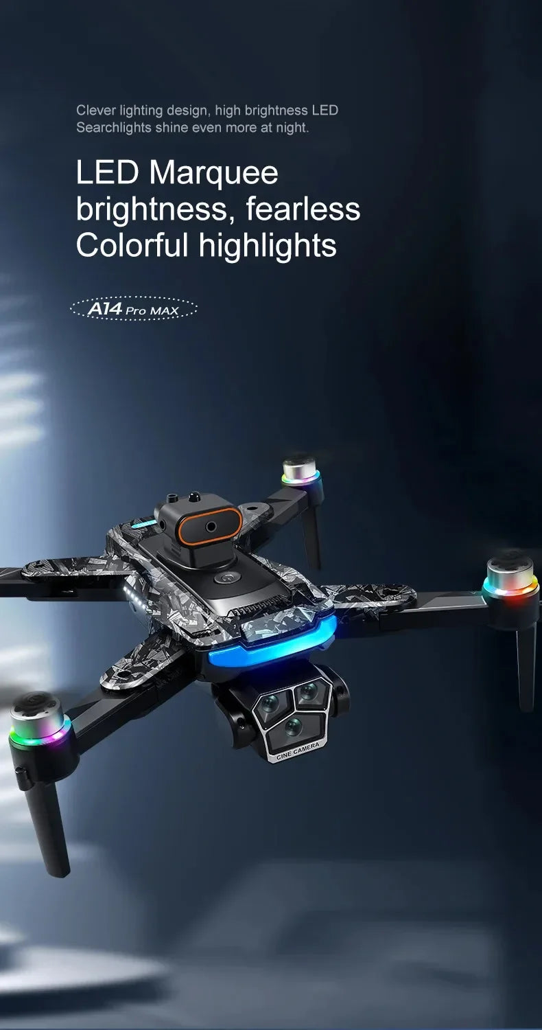 Drone A14ProMax GPS 4KHD Camera LCD Touch Screen Remote Control Quadcopter 360 ° Obstacle Avoidance Brushless RC Drone Toys