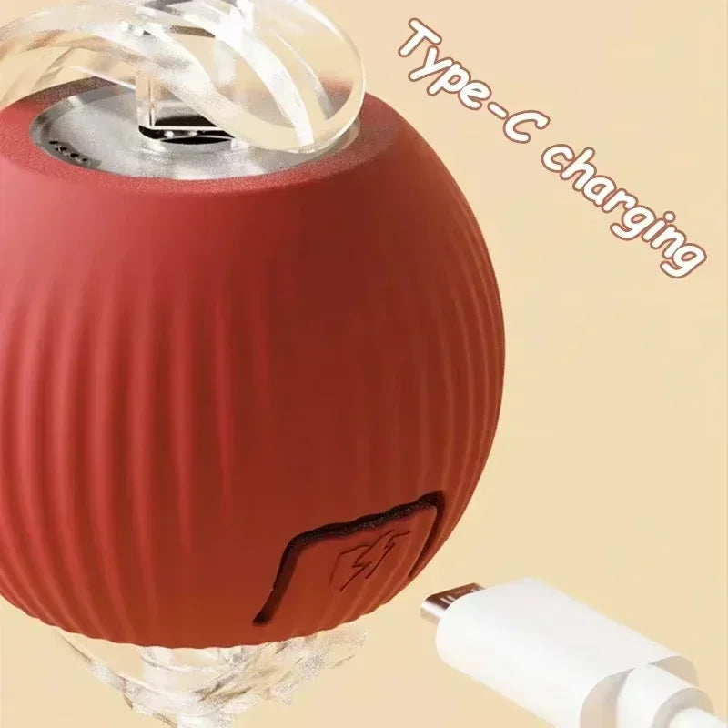 Cat Interactive Ball Toy, Automatic Rolling Ball with Tail, Rechargeable Smart Pet Interactive Toy, Intelligent Mouse for Cat