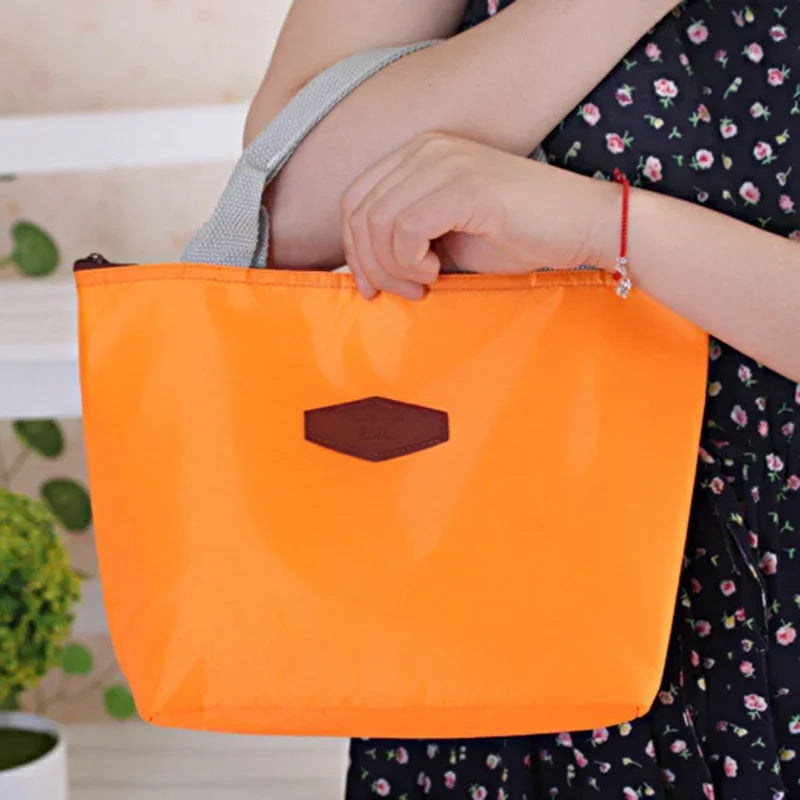 Lunch Box Camping Picnic Bag Lunch Bags Solid Color Portable Insulated Refrigerated Bag Cold Food Cooler Thermal Handbag Hot