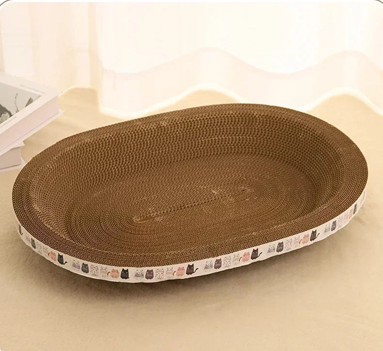 Cat Bed & Scratching Post 2-in-1 - Wear-Resistant Round Nest, Ripple Design for Sleeping/Claw Grinding, Multi-Functional