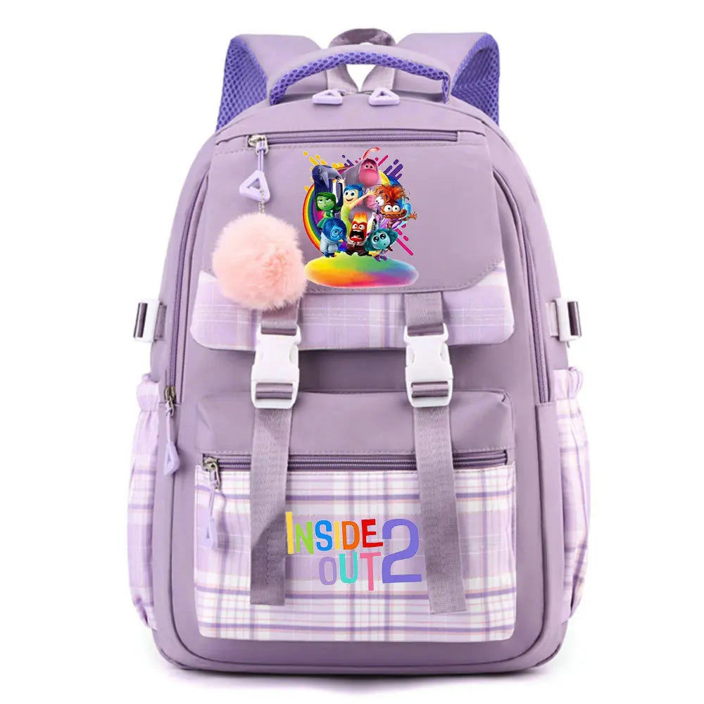 Inside Out 2 Girls Anime Cute Backpack Boy Cartoon Printed Schoolbag Children Large Capacity Book Bag Kids Shoulders Bag