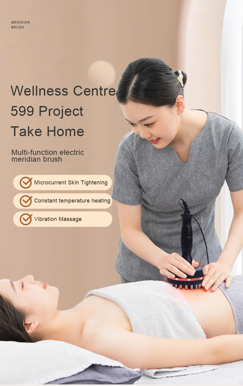 Eletric Guahsa Massager Meridian Massage Brush Lymphatic Drainage Machine Heating Microcurrent Body Back Massager Anti Cellulite