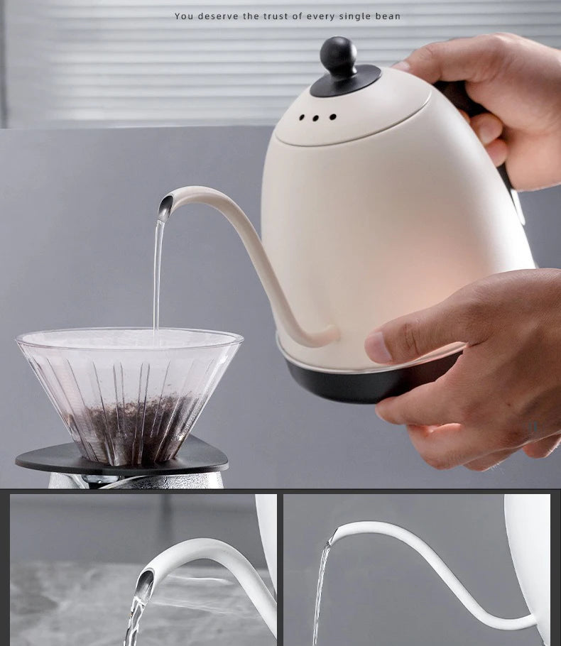 800ml Hand Brew Coffee Pot Intelligent Constant Temperature Electric Kettle Gooseneck Fine-mouth Stainless Steel Teapot Kettles
