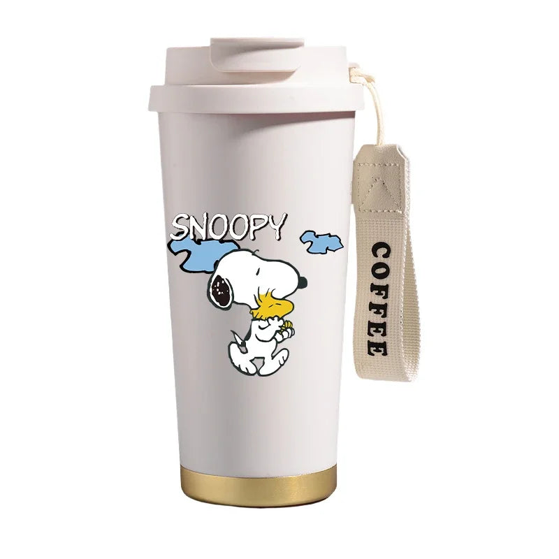 500ml Snoopys Stainless Steel Insulated Water Bottle Anime Kawaii Portable Travel Outdoor Car Tea Coffee Mug Cold Thermos Cup
