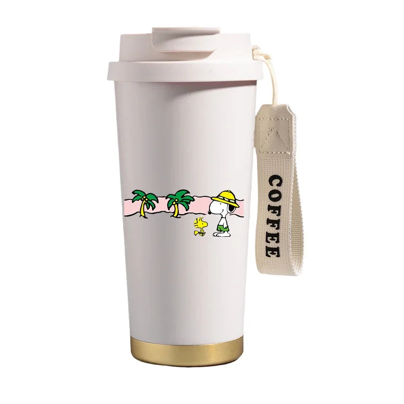 500ml Snoopys Stainless Steel Insulated Water Bottle Anime Kawaii Portable Travel Outdoor Car Tea Coffee Mug Cold Thermos Cup