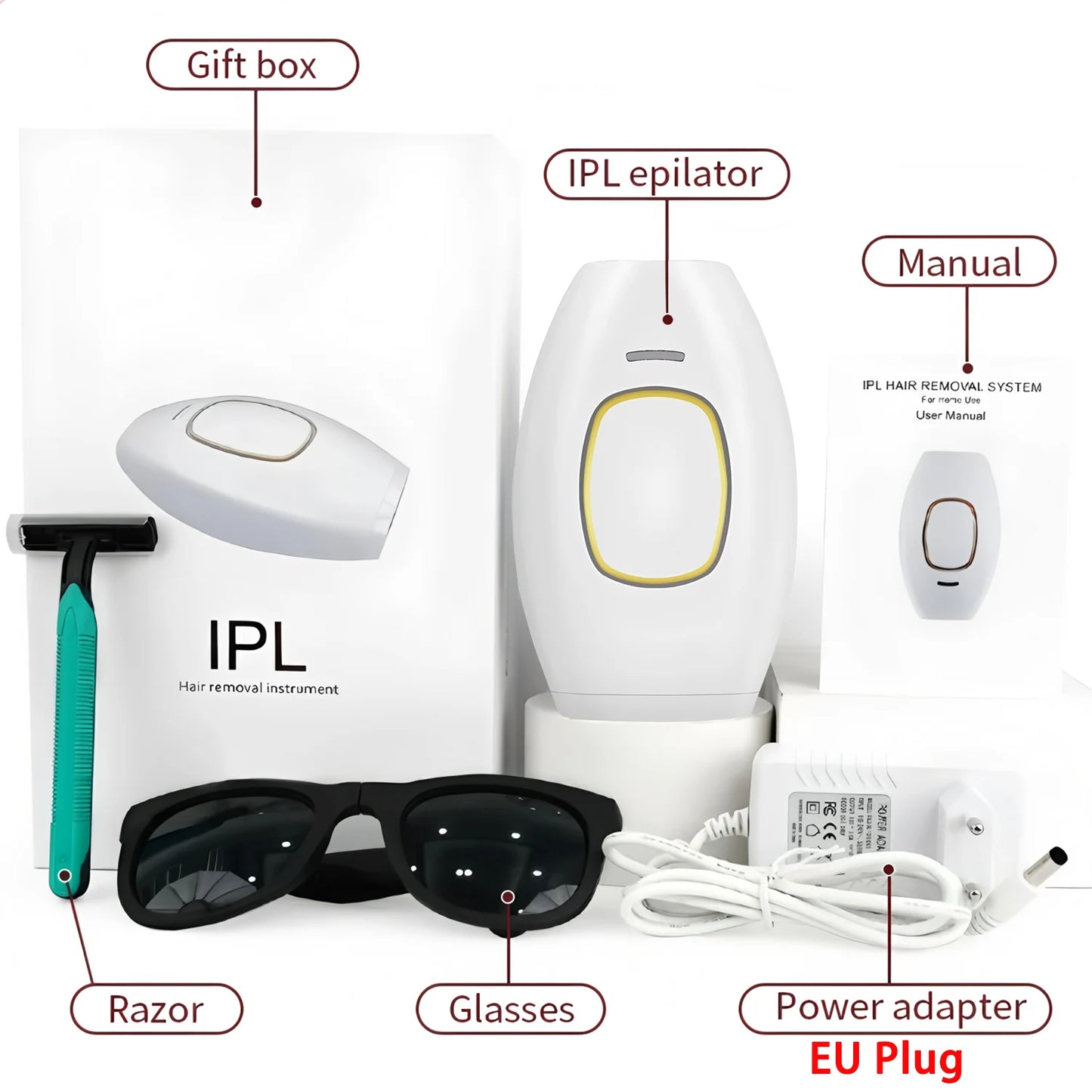 Professional IPL Hair Removal Device – Permanent Laser Depilation for Home Use, Effective on Women & Men, Smooth Skin Results