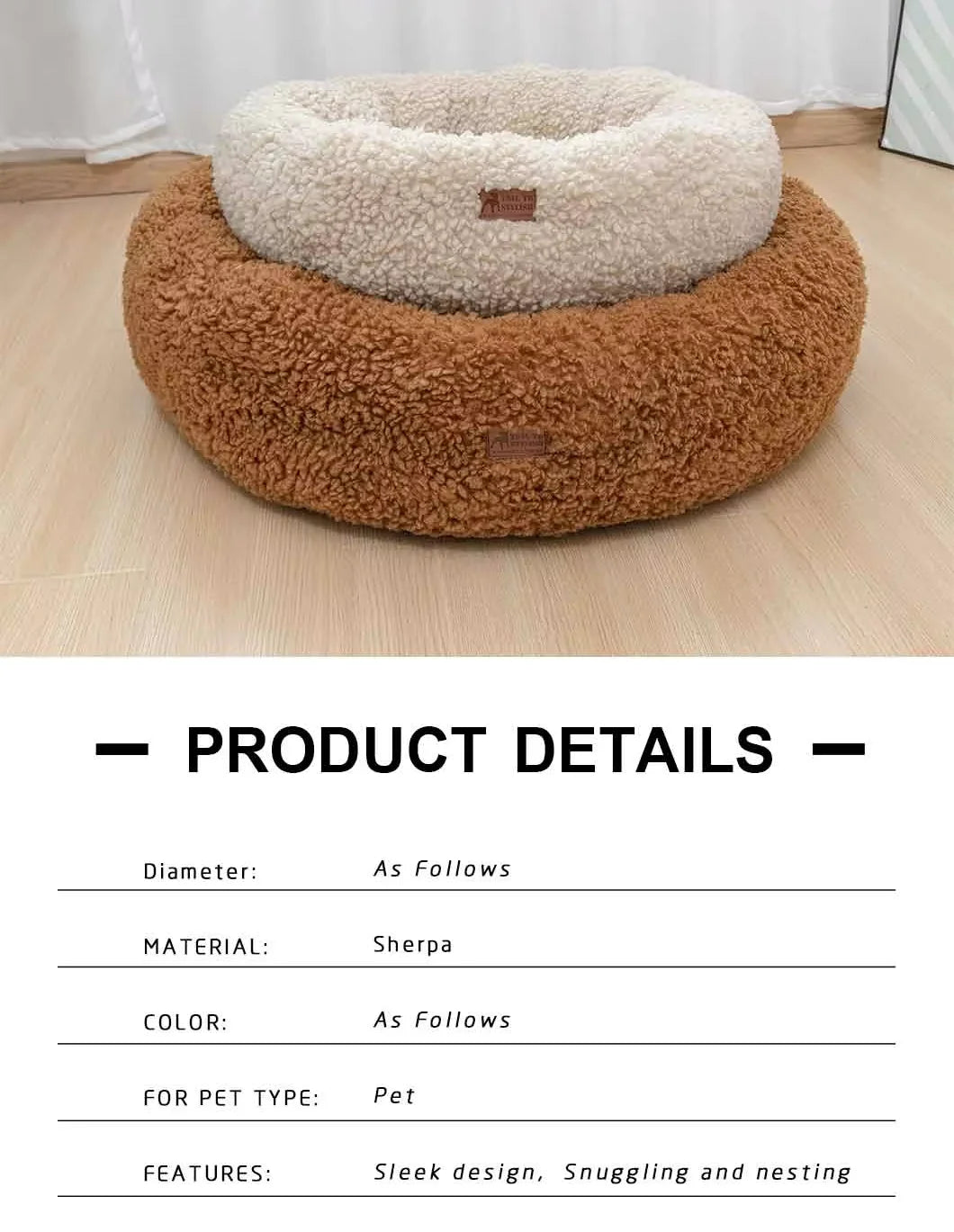 Wholesale Manufacturer Soft Luxury Fleece Plush Pet Cushion Round Donut Sleeping Calming Pet Cat Dog Bed Dog Kennel