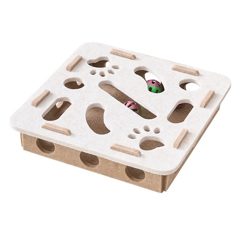 Cat Puzzle Toy Felt Puzzle Box Cat Exercise Toy With Ball Indoor Sports Entertainment Hunting Cat Toys For Indoor Cats