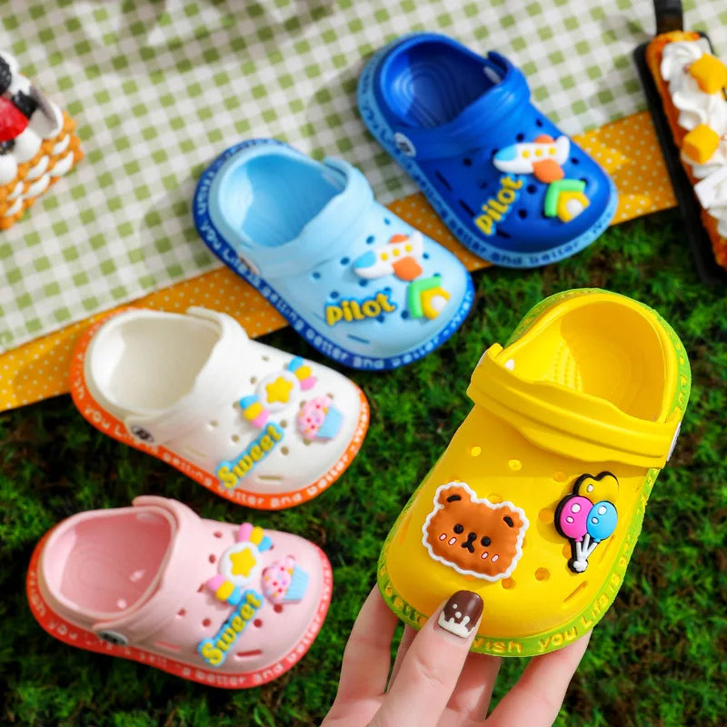 Children Cute Cartoons Sandals for Girls Boy Summer Baby Shoes Animal Rabbit Garden Beach Shoes Cave Hole Breathe Kids Slipper