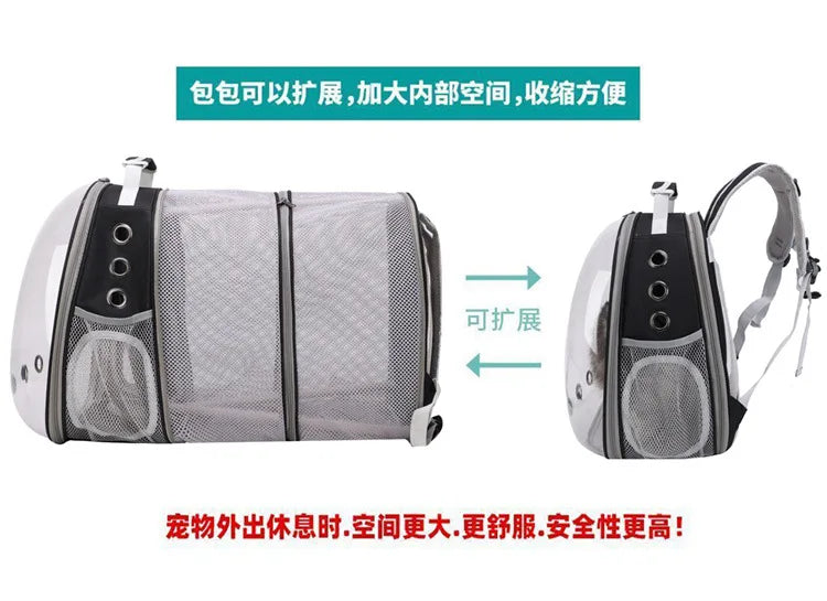 Pet Backpack Transparent Space Capsule Double Shoulder Cat Go Out Backpack Expandable Cat Bag Go Out Portable Small Dog Bag