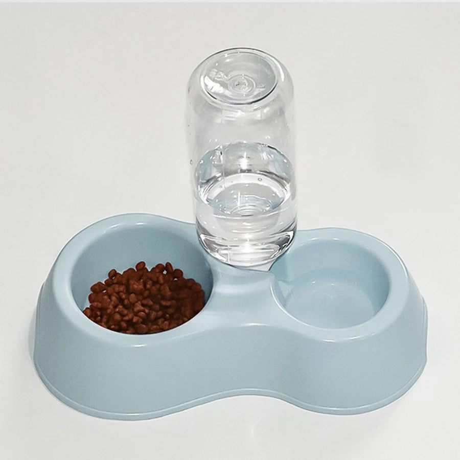 Cat Bowl, Cat Eating and Drinking Water All-In-One Pet Double Bowl, Anti-Knock Over, Automatic Water Refill Pet Bowl