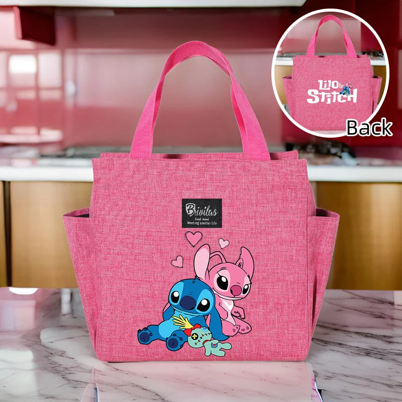 Stitch Insulated Lunch Bag - Waterproof Oxford Cloth, Aluminum Foil, Portable & Reusable Square Tote for Work, School, Picnic