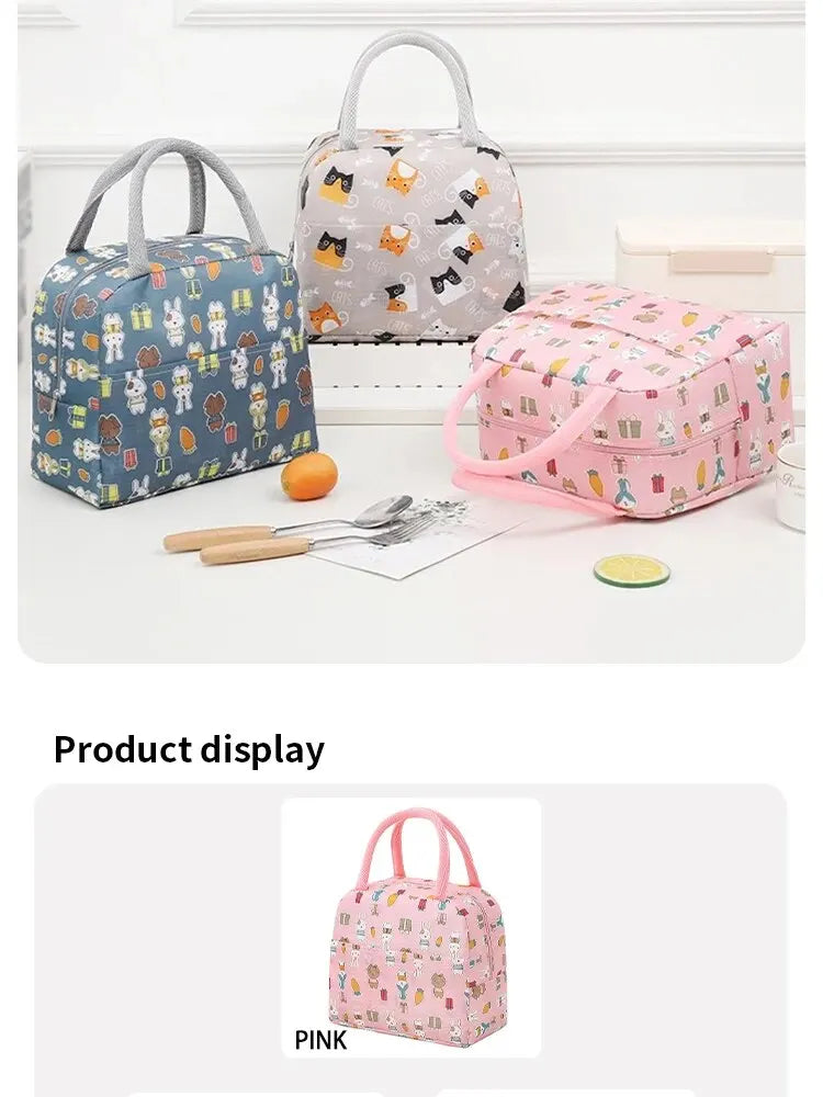 Cartoon Cute Portable Tote Lunch Box Bento Box Animal Pattern Lunch Bag Insulated Food Bag Lunch Box Bag Picnic Bag