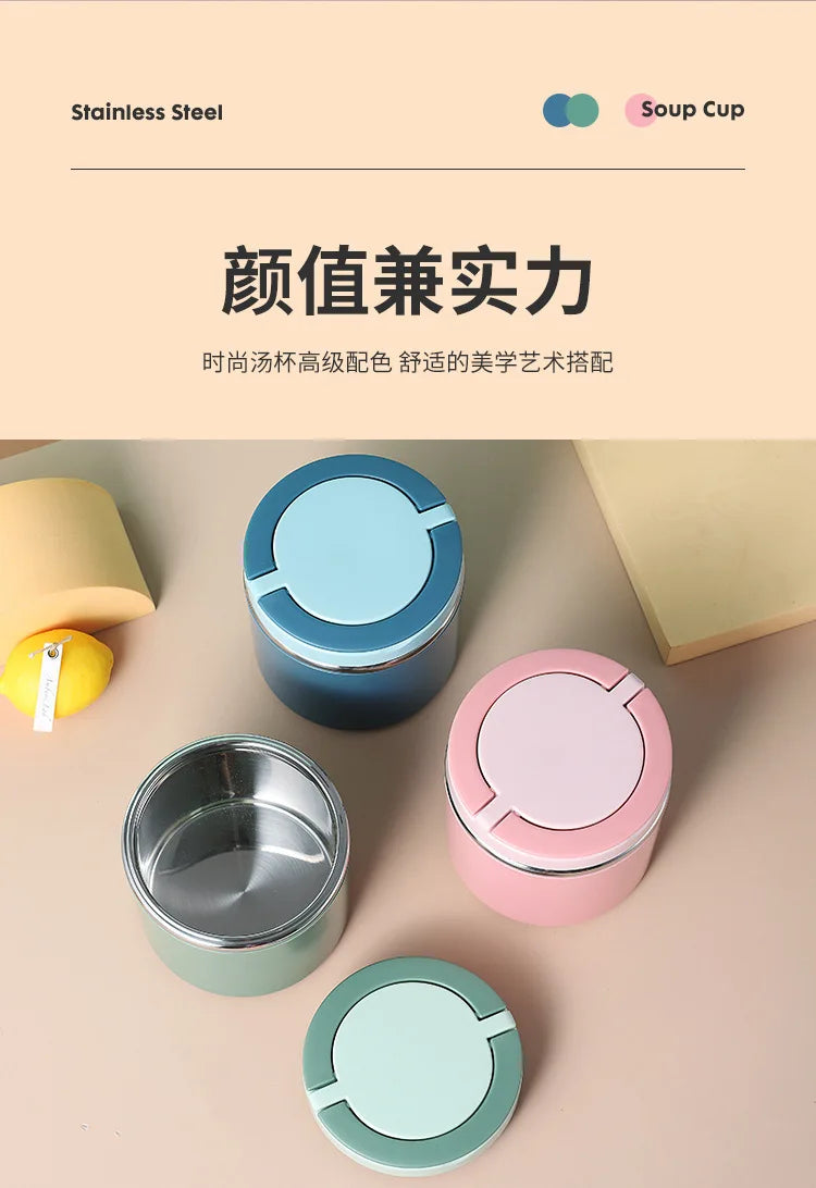 630ml Snoopys Food Thermal Jar Insulated Soup Cup Stainless Steel Vacuum Lunch Box with Handle Portable Sealed Bento Boxes Gift