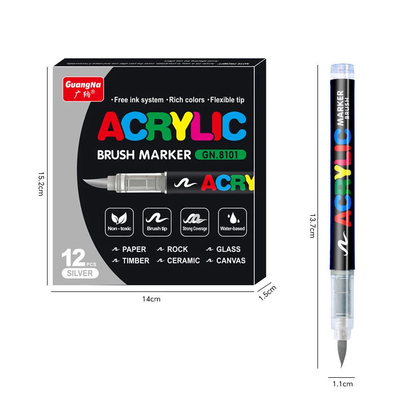 One direct liquid acrylic marker paint brush pen painting stone ceramic glass wood canvas making drawing graffiti coloring pen