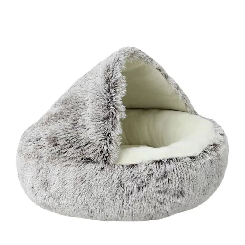 Soft Plush Pet Bed with Cover Round Cat Bed Pet Mattress Warm Cat Dog Sleeping Nest Cave for Small Dogs kitten