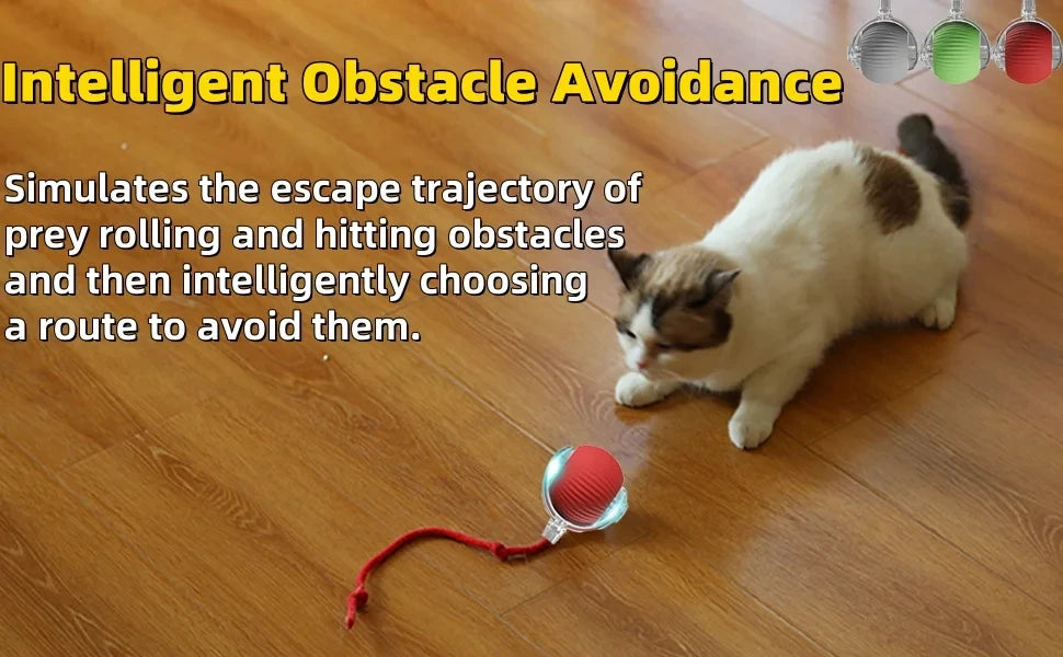 2025 Rechargeable Auto Interactive Cat Ball with Faux Tail Wireless Smart Motion Sensor Cat Toy for Indoor Cats Pet Accessories