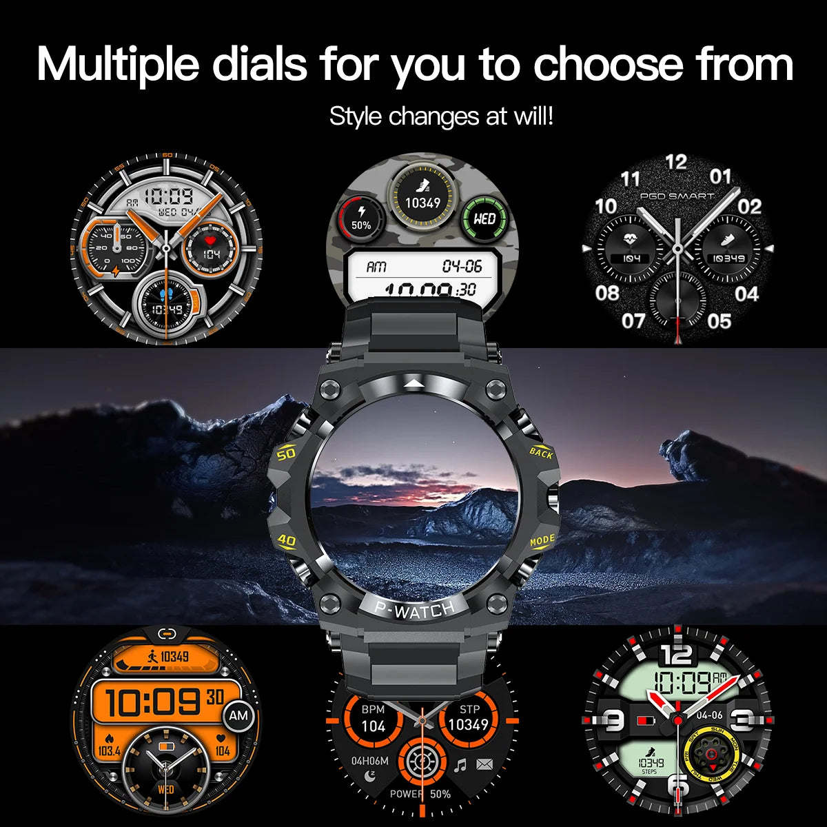 Outdoor Sport Smart Watch LED Flashlight Health Monitor Bracelet Bluetooth Make Answer Call Waterproof Men Military Smartwatch