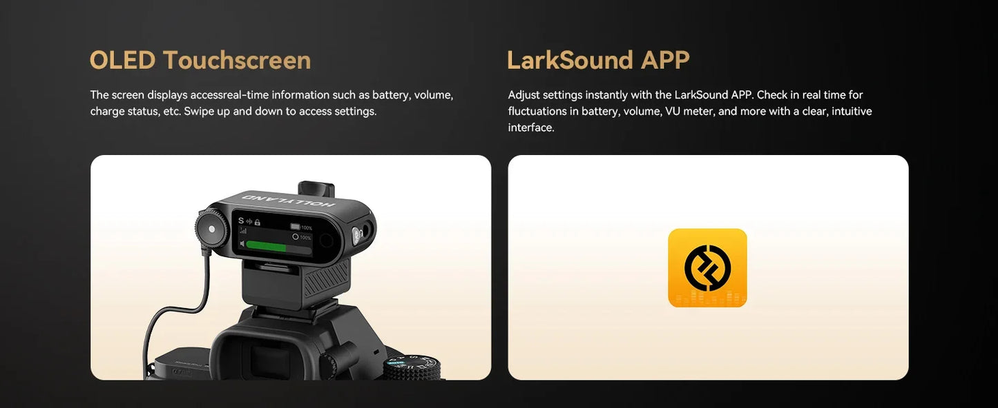 Hollyland LARK MAX 2 Professional Wireless Lavalier Mini Microphone for iPhone iPad Android Live Broadcast Gaming Recording Vlog