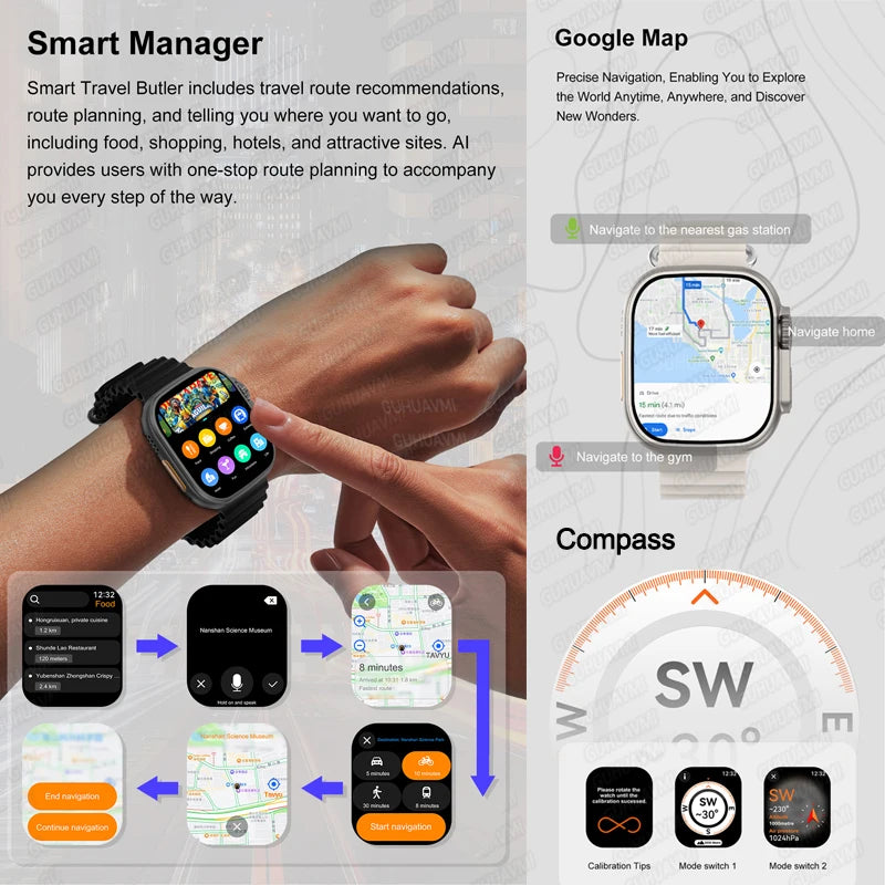 DT Ultra 3 Pro Smart Watch HD AMOLED Screen 32GB MP3 MP4 Player APP Store GPS Navigator ChatGPT NFC Sports Smartwatch Men Women