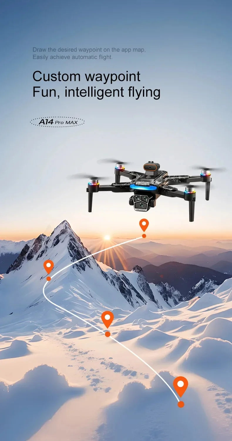 Drone A14ProMax GPS 4KHD Camera LCD Touch Screen Remote Control Quadcopter 360 ° Obstacle Avoidance Brushless RC Drone Toys