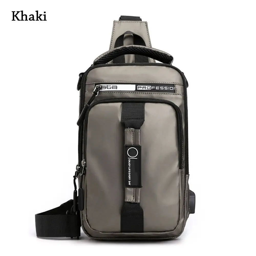 Anti-theft Chest Shoulder Bag Men's Sling Crossbody Bag Messenger Backpack USB Port Bag