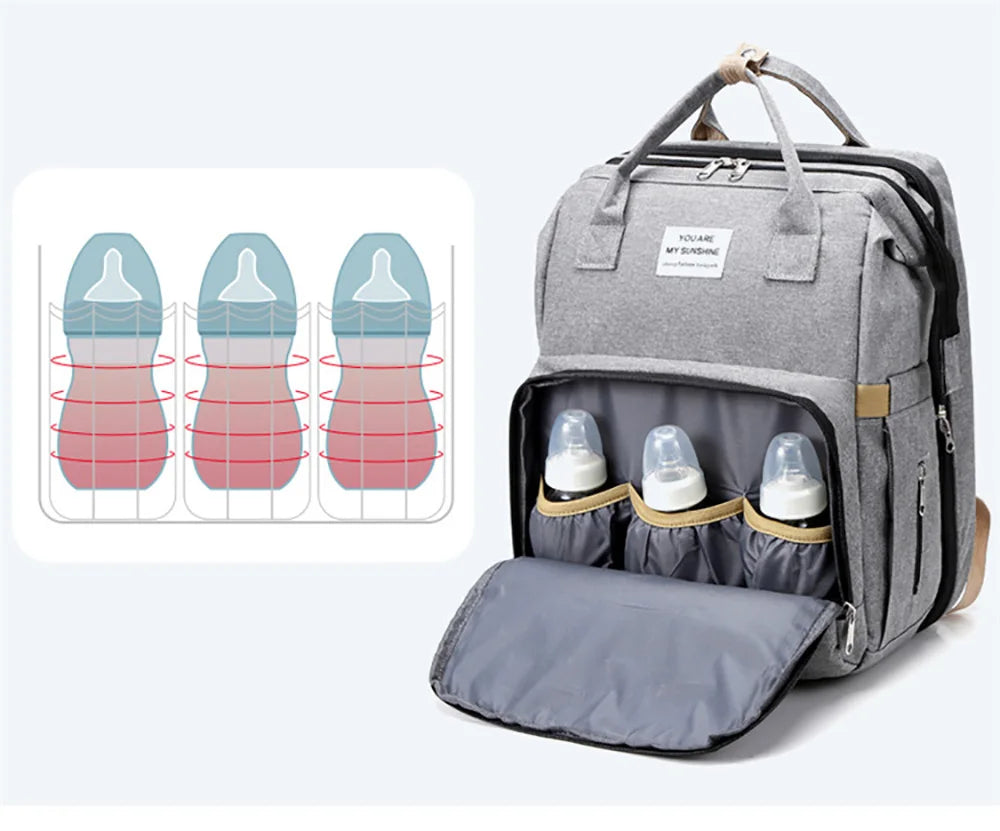 New Folding Mommy Bag Lightweight Portable Folding Crib Bed Large-capacity Baby Backpack Mommy Baby Diapers Bags Outting Bag