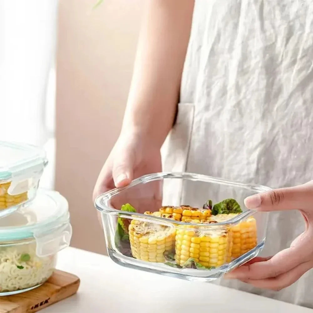 Glass Lunch Box Food Storage Containers, Meal Prep , Airtight Bento Boxes, for Microwave, Oven, Freezer and Dishwasher, BPA Free