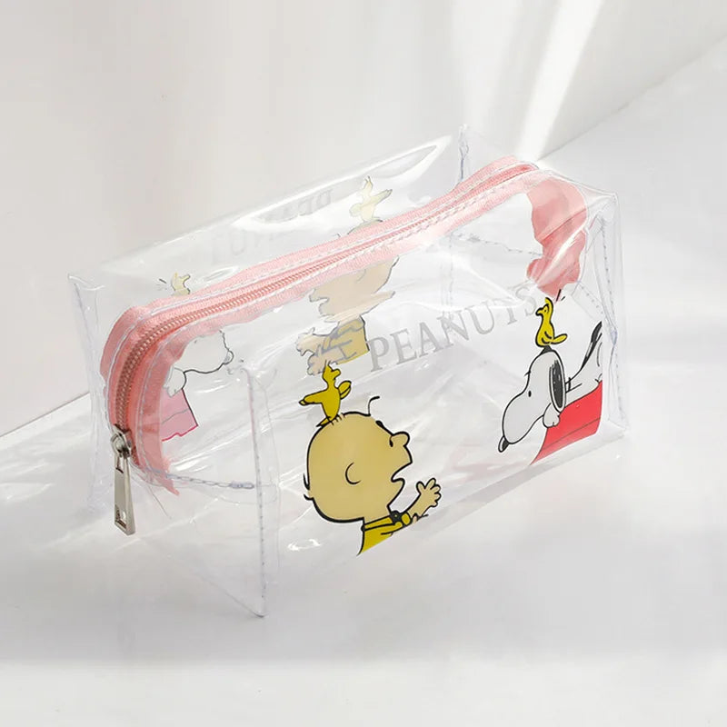 Snoopy Outdoor Girl Makeup Bag Women Necessary Cosmetic Bag Transparent Travel Organizer Cartoon Fashion Small Toiletry Pouch