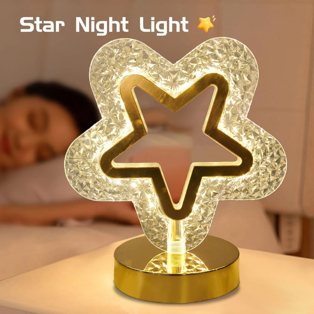 Star Moon Desk Lamp LED Decorative Lighting Night Light USB Rechargeable Bedside Atmosphere Light Moon Star Night Light