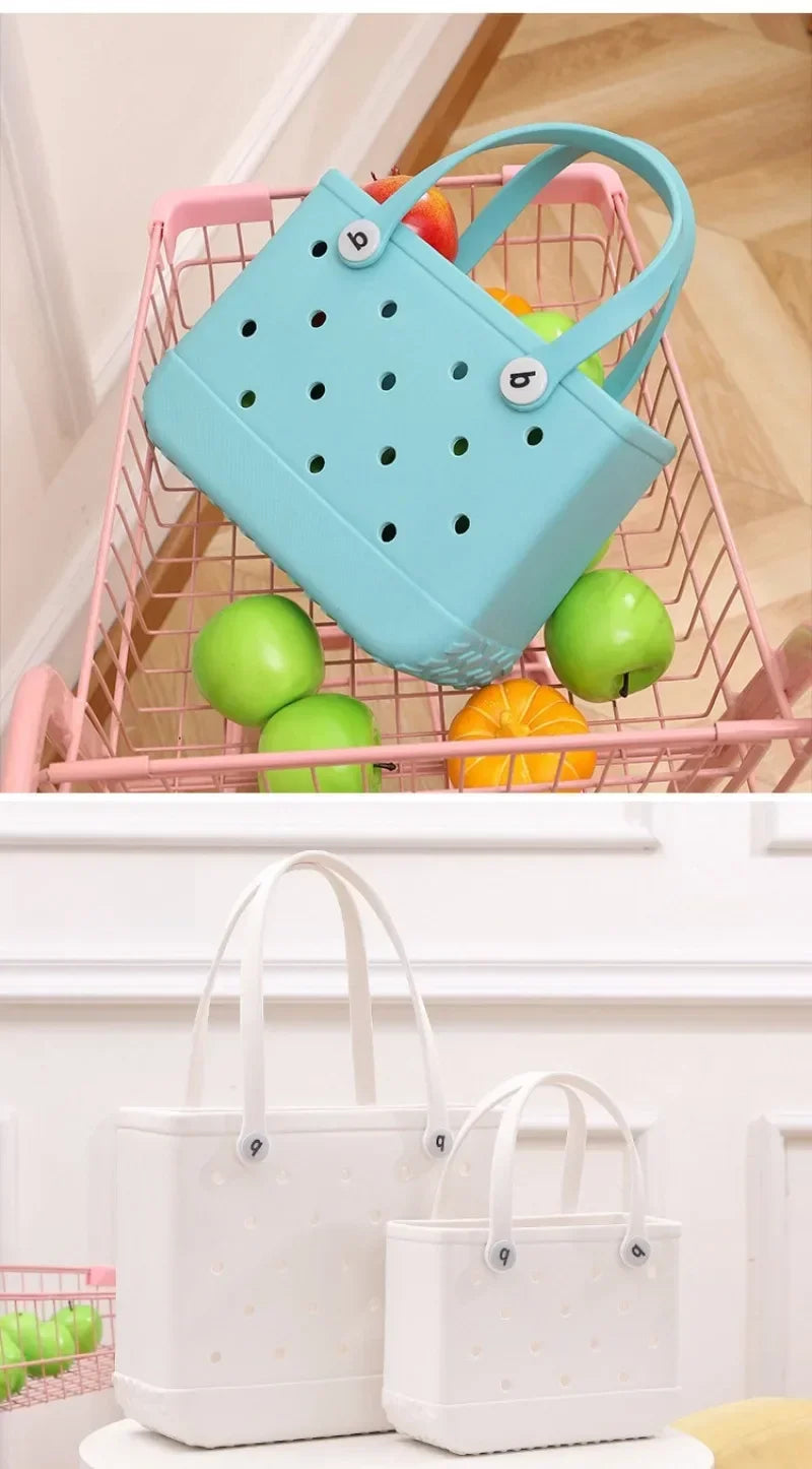 Waterproof Summer Storage Basket Mini Kid Beach Bogg Bag Women Shopping Bag Picnic Rubber Jelly Tote Bogg Bag Kid Purses