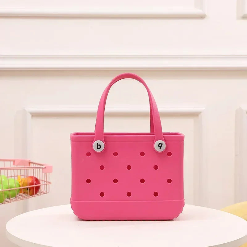 Waterproof Summer Storage Basket Mini Kid Beach Bogg Bag Women Shopping Bag Picnic Rubber Jelly Tote Bogg Bag Kid Purses