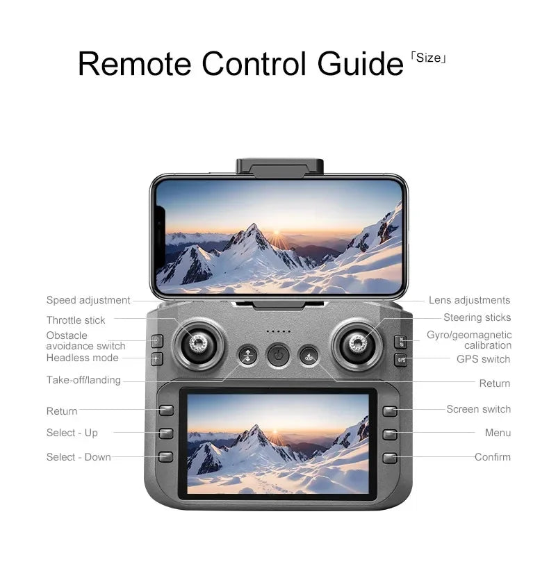 Drone A14ProMax GPS 4KHD Camera LCD Touch Screen Remote Control Quadcopter 360 ° Obstacle Avoidance Brushless RC Drone Toys