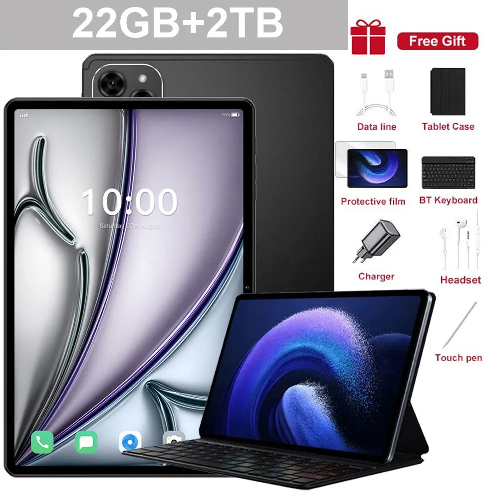10.1" Tablet PC Pad 7SPro Original 5G Dual SIM Tablets Tab Android 15 22GB+2TB 10000mAh With keyboard Laptop For Kids Children's