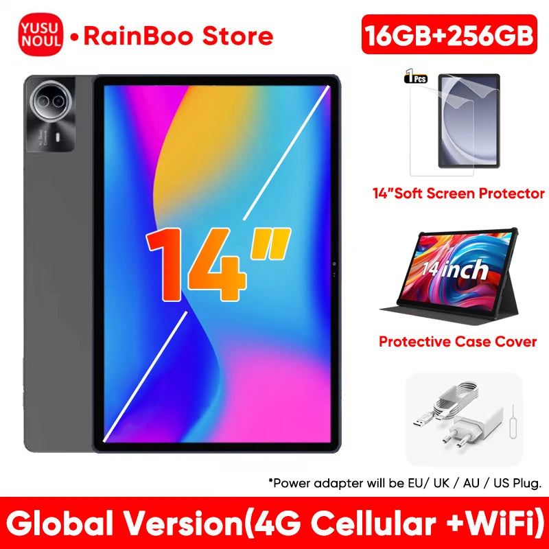 2025 New Flagship Global Firmware 14 Inch Android 14 Tablet 5G WiFi 2K Display FHD Screen 16GB 512GB Планшет GPS Pads Laptop