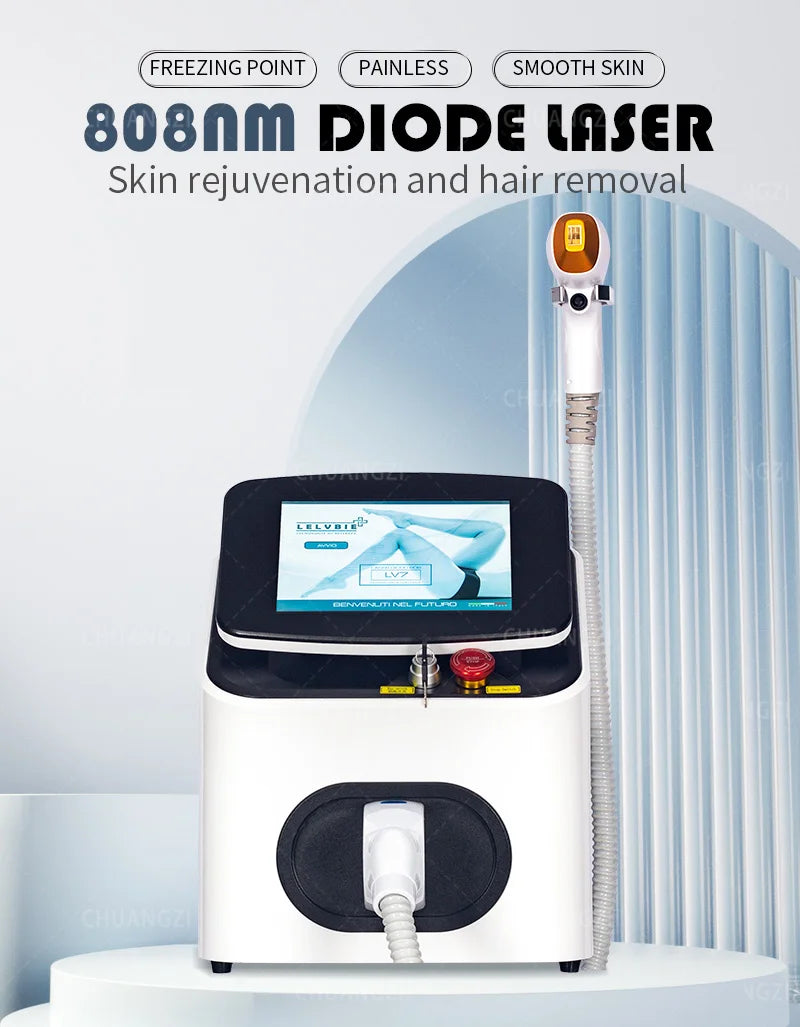 Diode Laser Hair Removal Machine Depiladora Laser 808NM 755NM 1064NM Tender Skin Safe Painless Permanent Depilation High Power