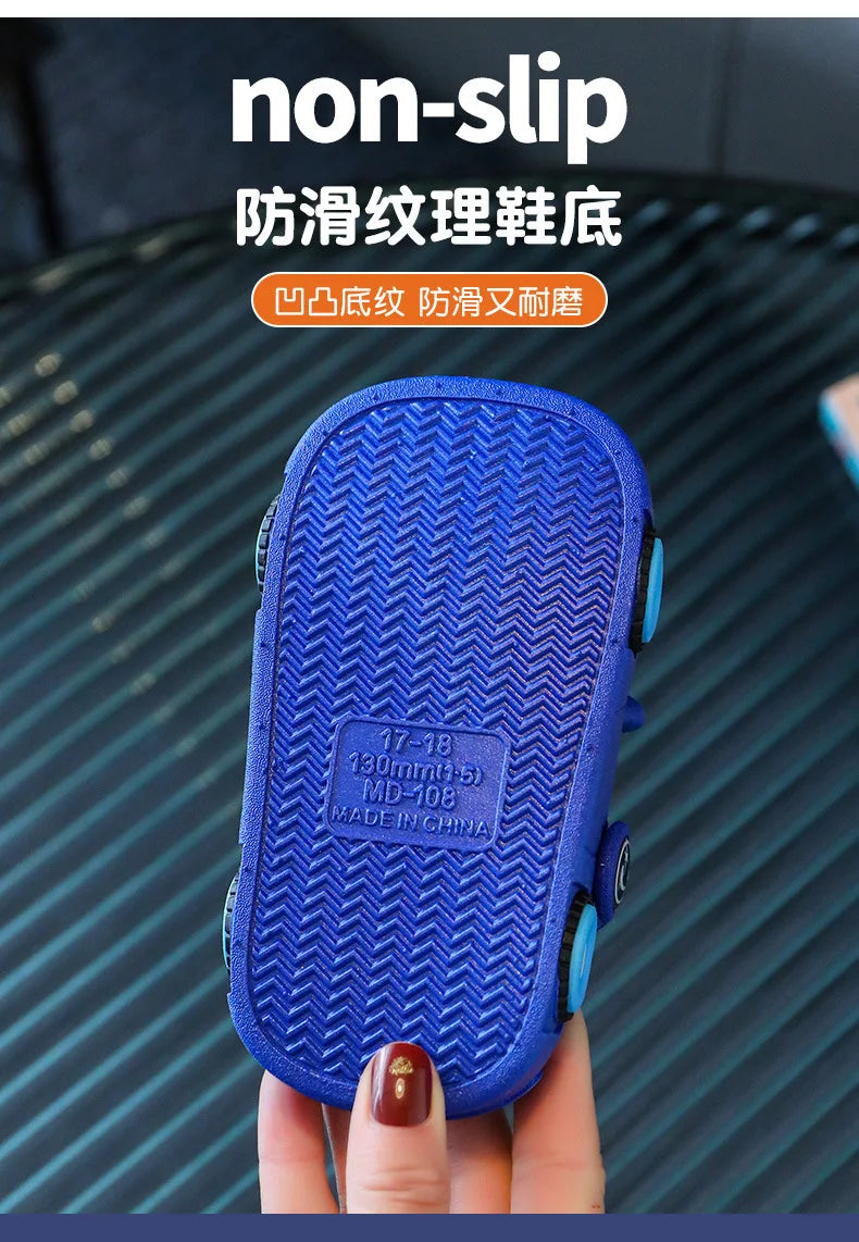 Summer New Dazzling Cool Kid Hollow Sandals Baby Cute Cartoon Car Home Slippers Boy Breathable Antislip Beach Shoe Girl Shoe실내화
