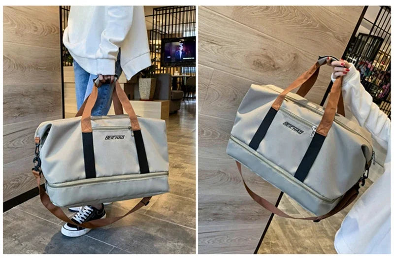 Fitness bag Large capacity Short distance luggage portable fitness bag Travel bag Shoulder handbag Men's sports waterproof bag
