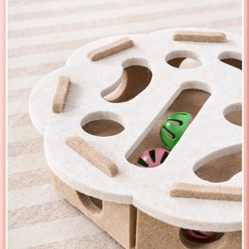 Cat Puzzle Toy Felt Puzzle Box Cat Exercise Toy With Ball Indoor Sports Entertainment Hunting Cat Toys For Indoor Cats