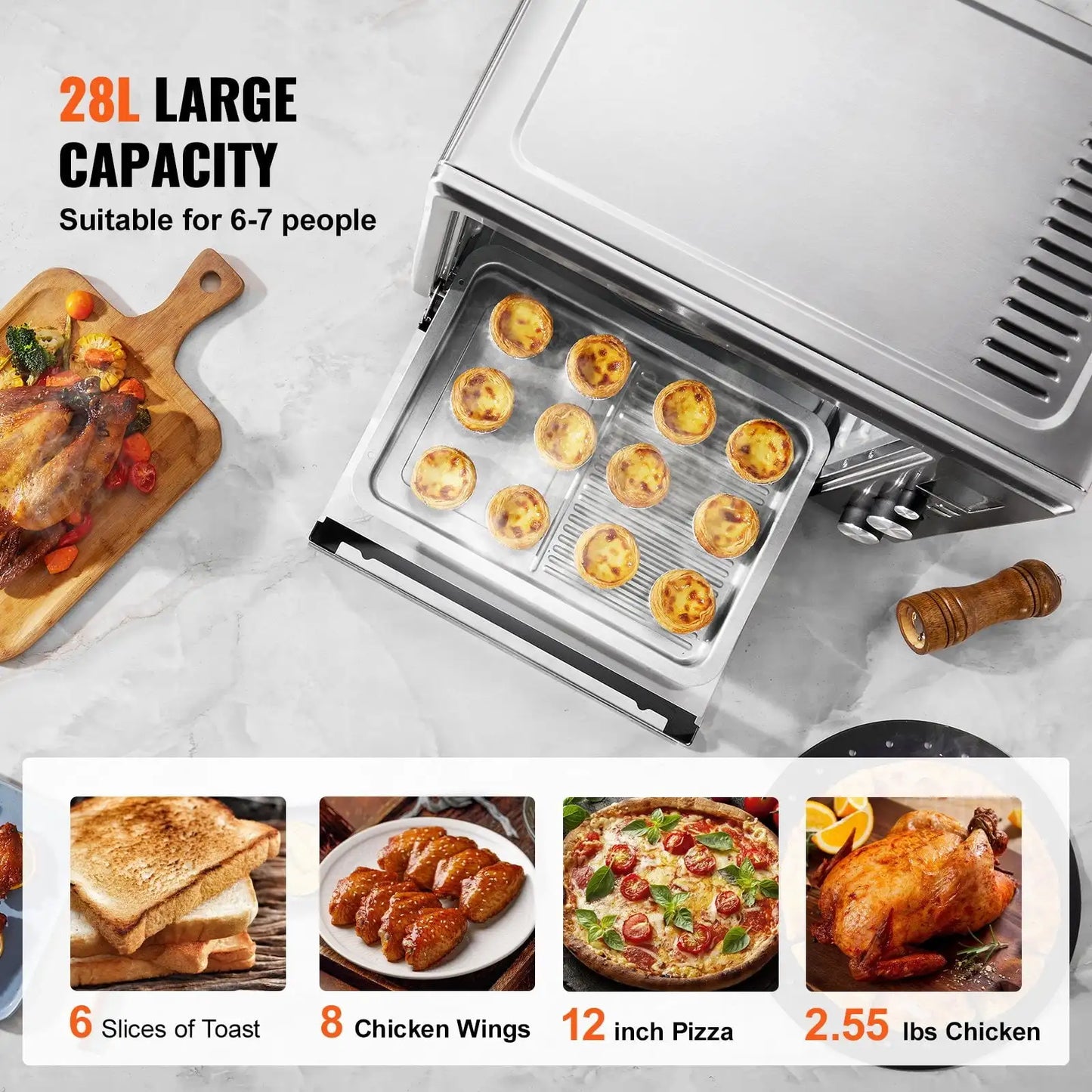 13-IN-1 Air Fryer Toaster Oven 28L 1800W Convection Oven for Home Use