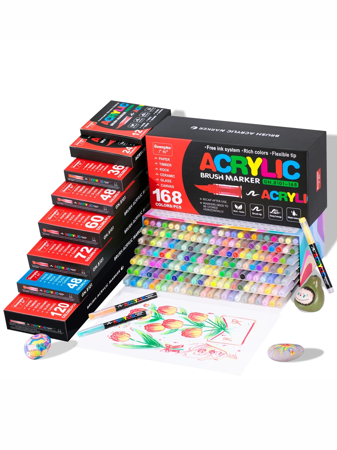 12-240 Color/box Professional Artist Marker Set - Soft-tip Drawing Straight Line Liquid Acrylic Markers, DIY Graffiti Art Painti