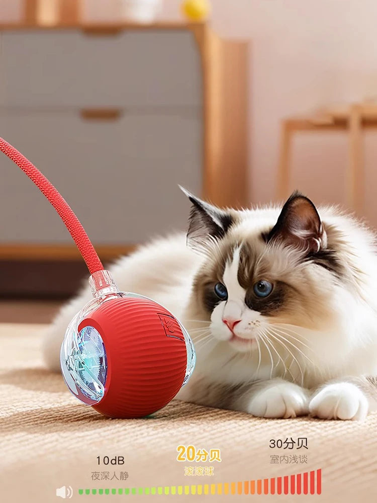 Cat Interactive Ball Toys Automatic Rolling Ball Faux Tail Rechargeable Smart Pet Electric Toy Dog Cat Training Imitate Mouse