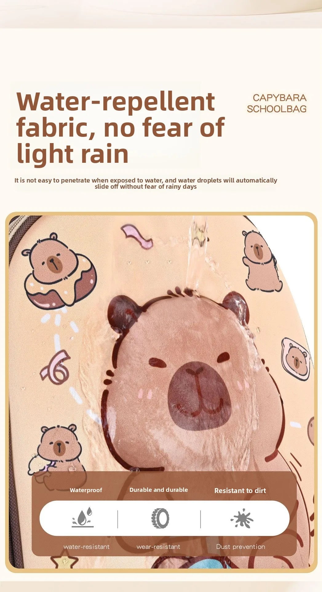 Capybara Children Backpack Waterproof Student Schoolbag Large Capacity Alleviate Burden School Bag Orthopedic Backpack Book Bag