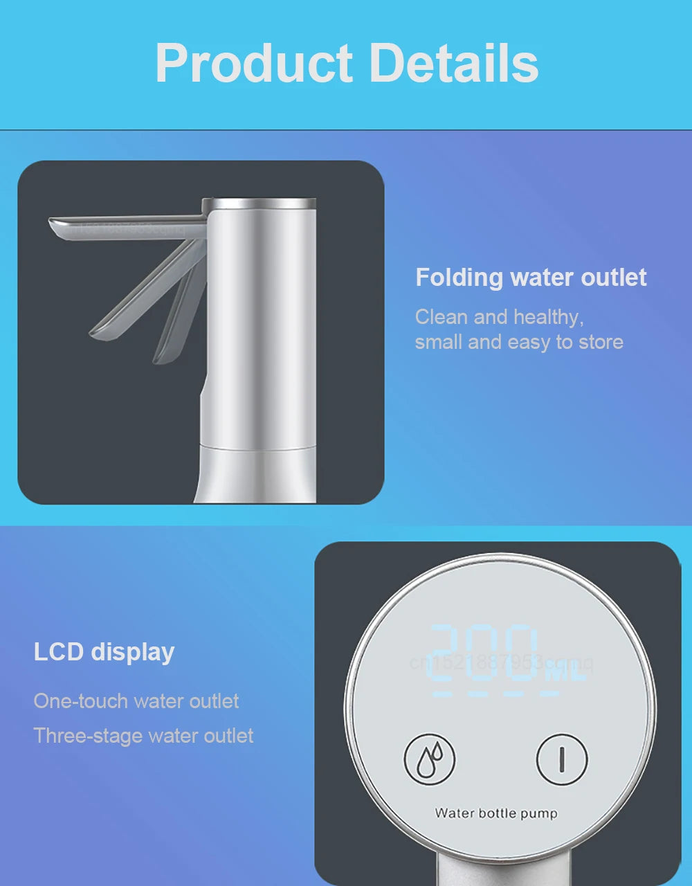 Electric Water Gallon Pump Automatic Water Pump 19 Liters Foldable Desktop Water Bottle Pump USB Rechargeable Water Dispenser