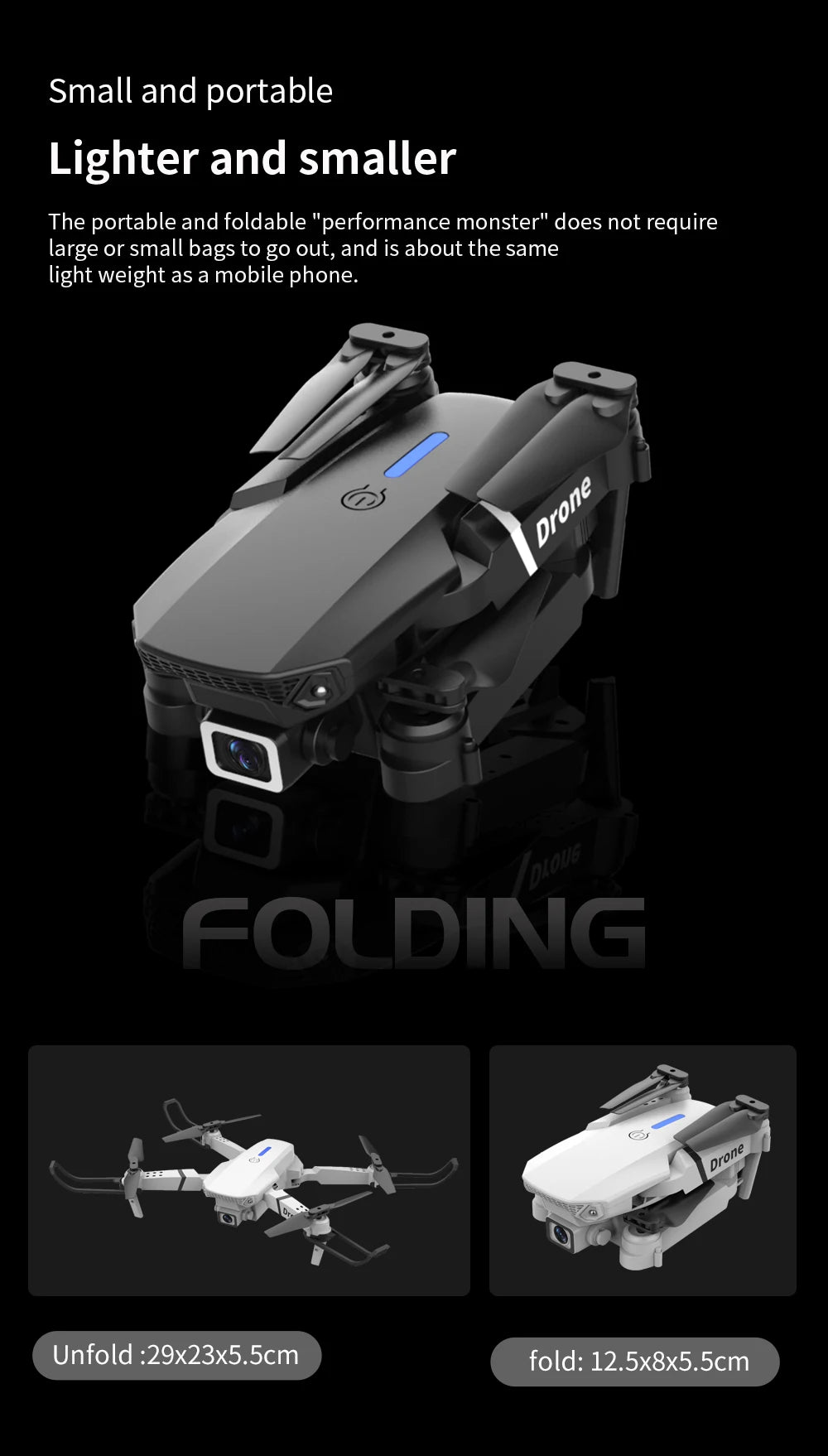 Drone E88 RC Quadcopter Foldable Portable 5G WiFi FPV Drones With 4K HD Camera Altitude Hold Mode follow Drone