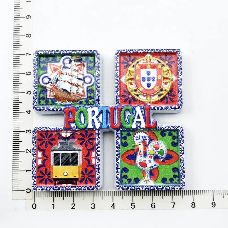 Portugal Fridge Magnets Tourism Souvenir UV Printing Resin Refrigerator Magnets Sticker Collection craft Gift Home Decoration