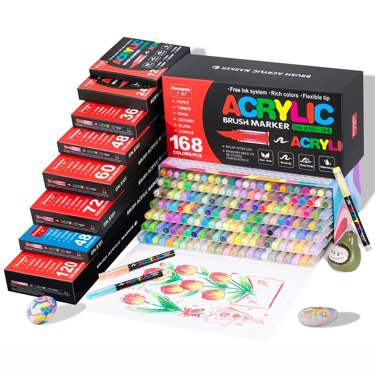12-240 Color/box Professional Artist Marker Set - Soft-tip Drawing Straight Line Liquid Acrylic Markers, DIY Graffiti Art Painti