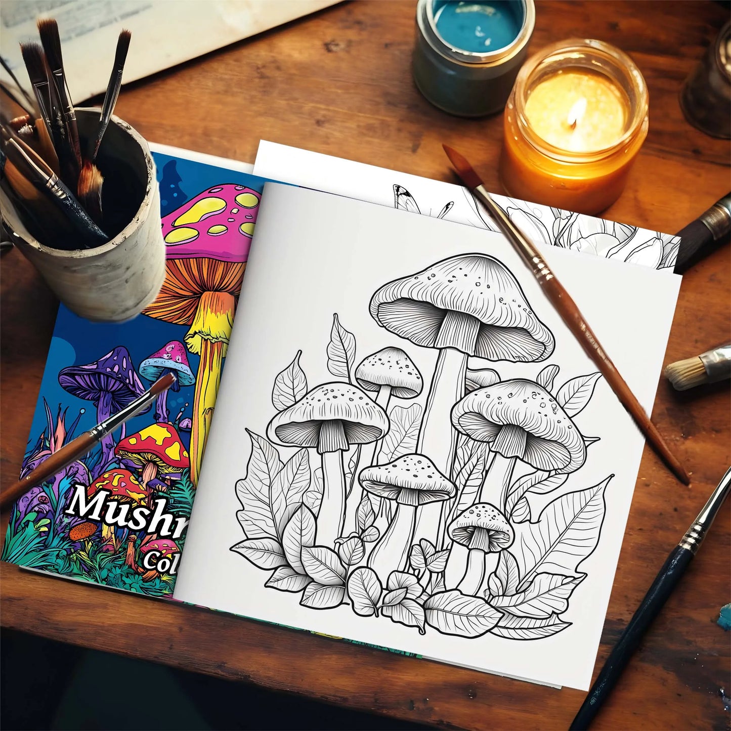 1pc Art Coloring Book 24Page Coloring Book Gift For Birthday Relieve Stress Kill Time Graffiti Painting Drawing Mushrooms Forest