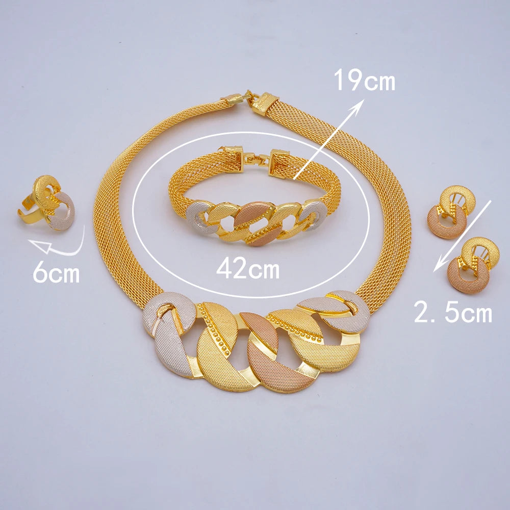 2023 Fine Jewelry Sets For Women Dubai Bridal Wedding Gifts Necklace Bracelet Earrings Ring Jewellery Set African Bead jewelry